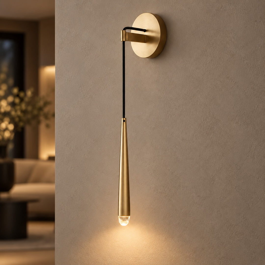 Modern Brass & Crystal Wall Sconce – G4 LED Interior Wall Light