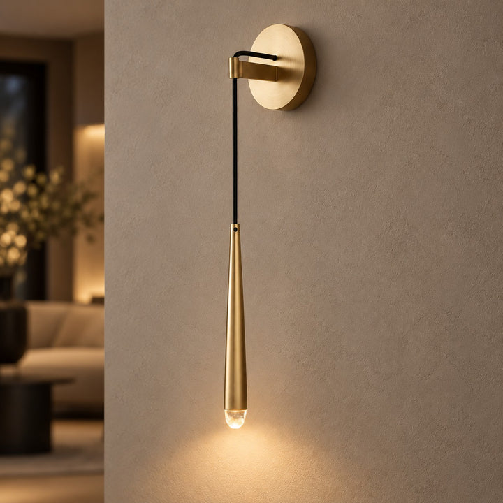 Modern Brass & Crystal Wall Sconce – G4 LED Interior Wall Light