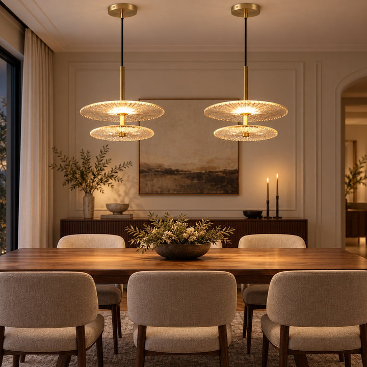Modern Textured Glass LED Pendant Light with Natural Copper Finish – 20cm & 30cm