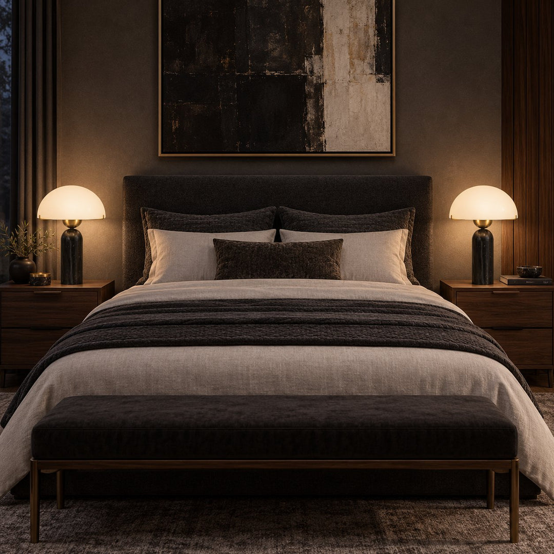 Modern Adjustable Table Lamp with Alabaster Shade and LED Compatibility for Bedroom or Desk Use