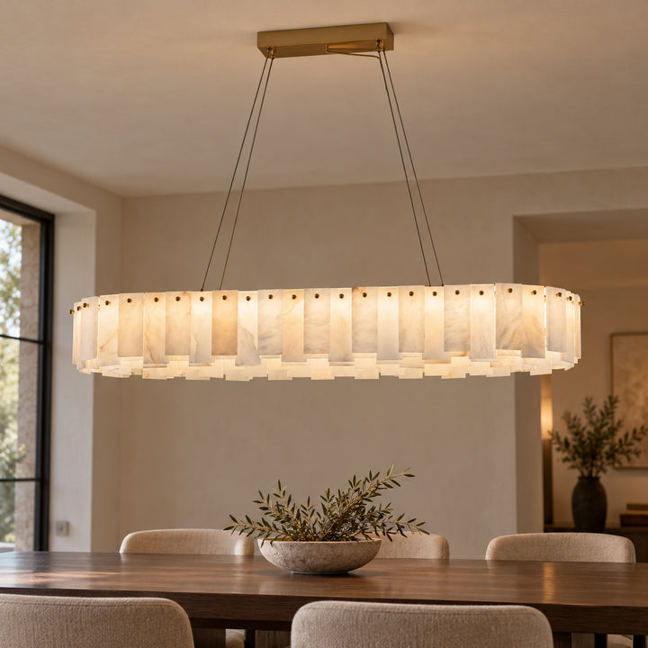 Modern Chandelier Light Ceiling Mounted Alabaster Glass with LED Illumination for Dining Room