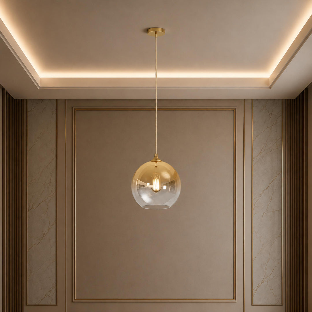 Modern Glass Pendant Light Adjustable Hanging LED with Metallic Gradient Finish
