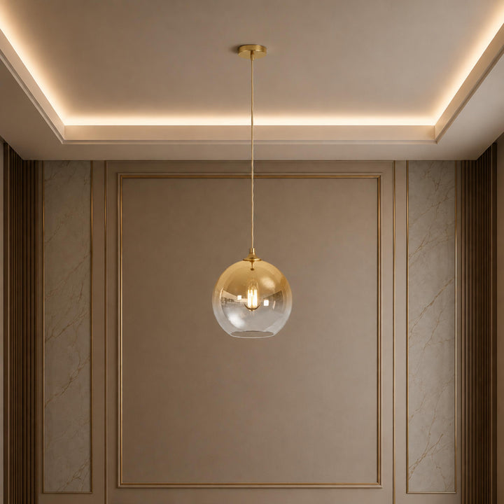 Modern Glass Pendant Light Adjustable Hanging LED with Metallic Gradient Finish