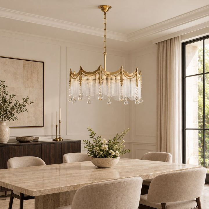 Modern Chandelier Ceiling Light Adjustable Hanging Metal Frame Dimmable for Dining Room
