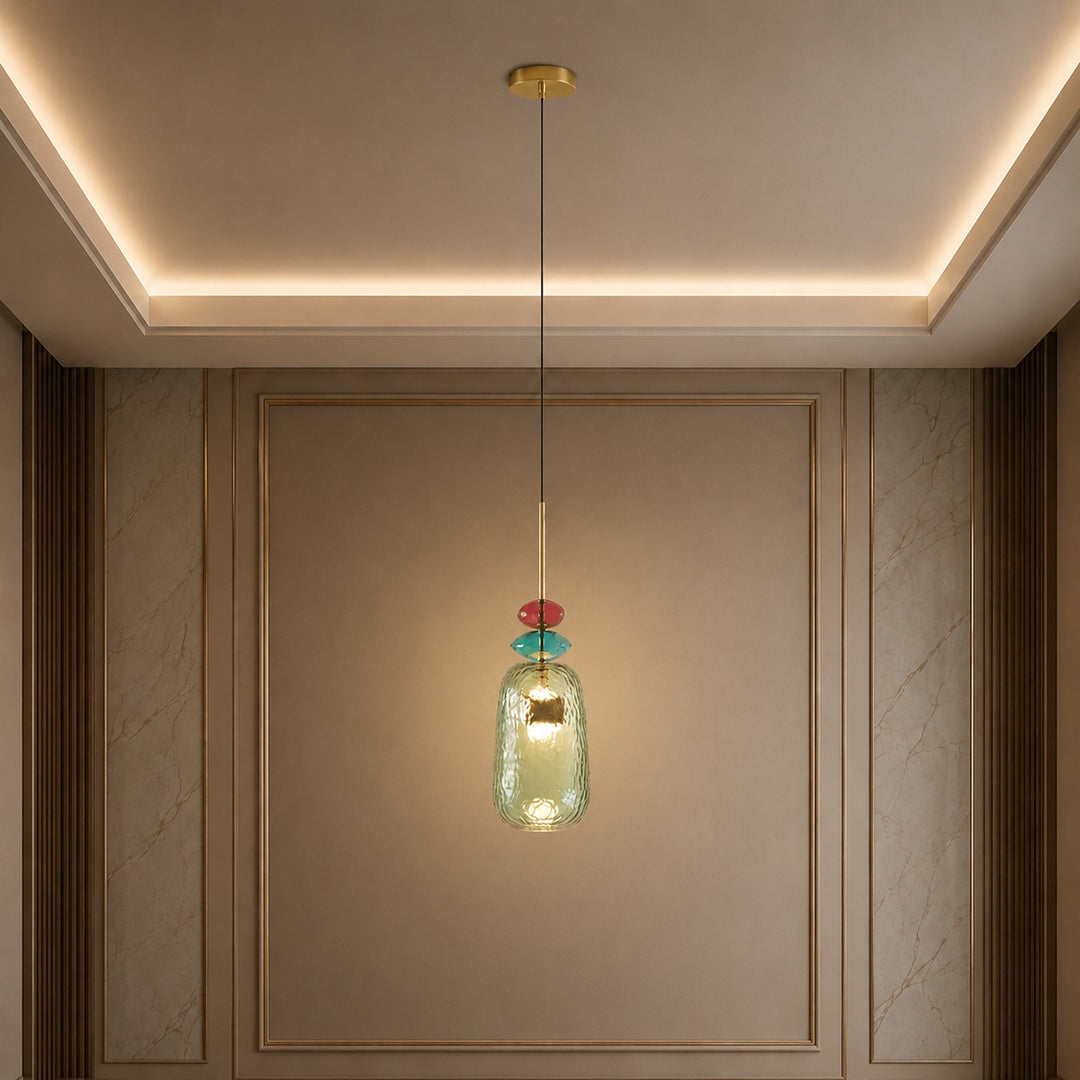 Modern Glass Pendant Light Adjustable Height Hanging Fixture LED for Kitchen Dining