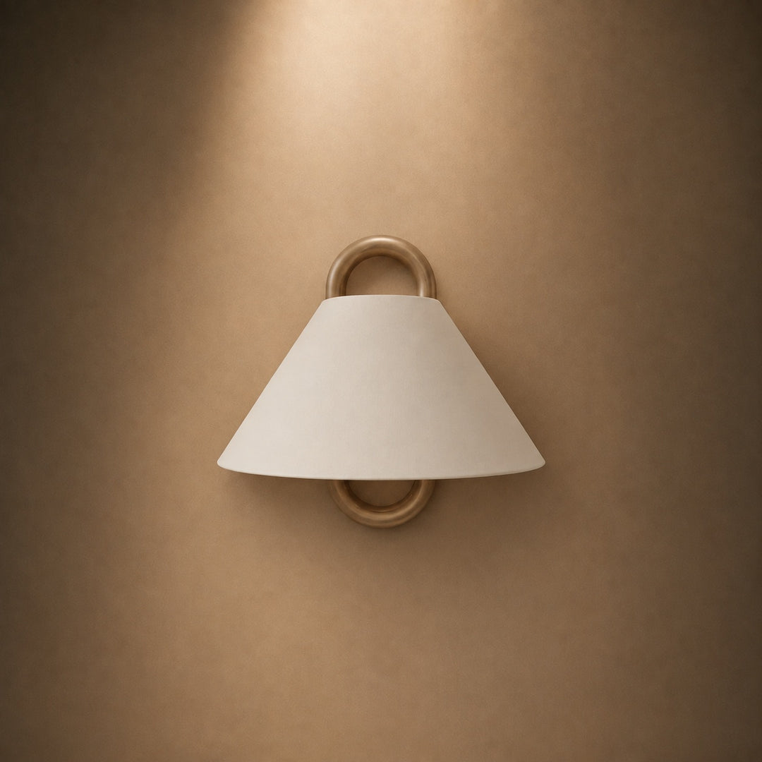 Minimalist Wall Light Wall Mounted Beech Wood Base Fabric Shade LED Soft Ambient Lighting