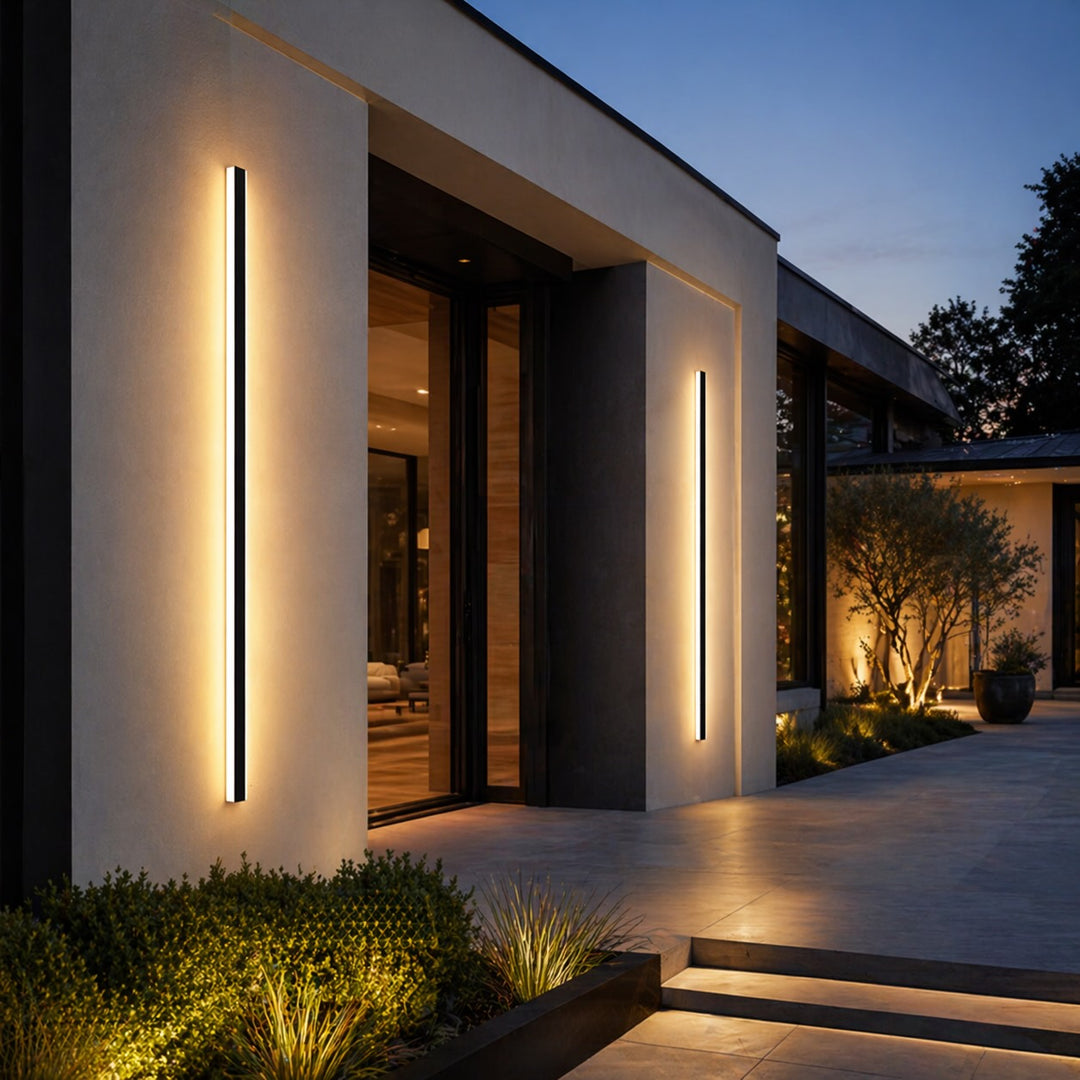 Outdoor LED Wall Light Dimmable IP65 Waterproof Aluminum Strip Sconce Black