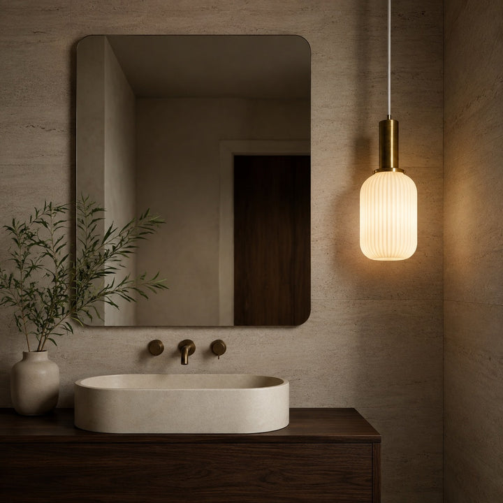 Modern Glass Pendant Light Hanging Fixture Adjustable Height LED Compatible