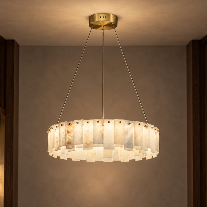 Modern Chandelier Light Ceiling Mounted Alabaster Glass with LED Illumination for Dining Room