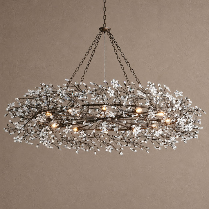 Modern Crystal Chandelier Adjustable Hanging Iron Fixture with Multiple Light Sockets