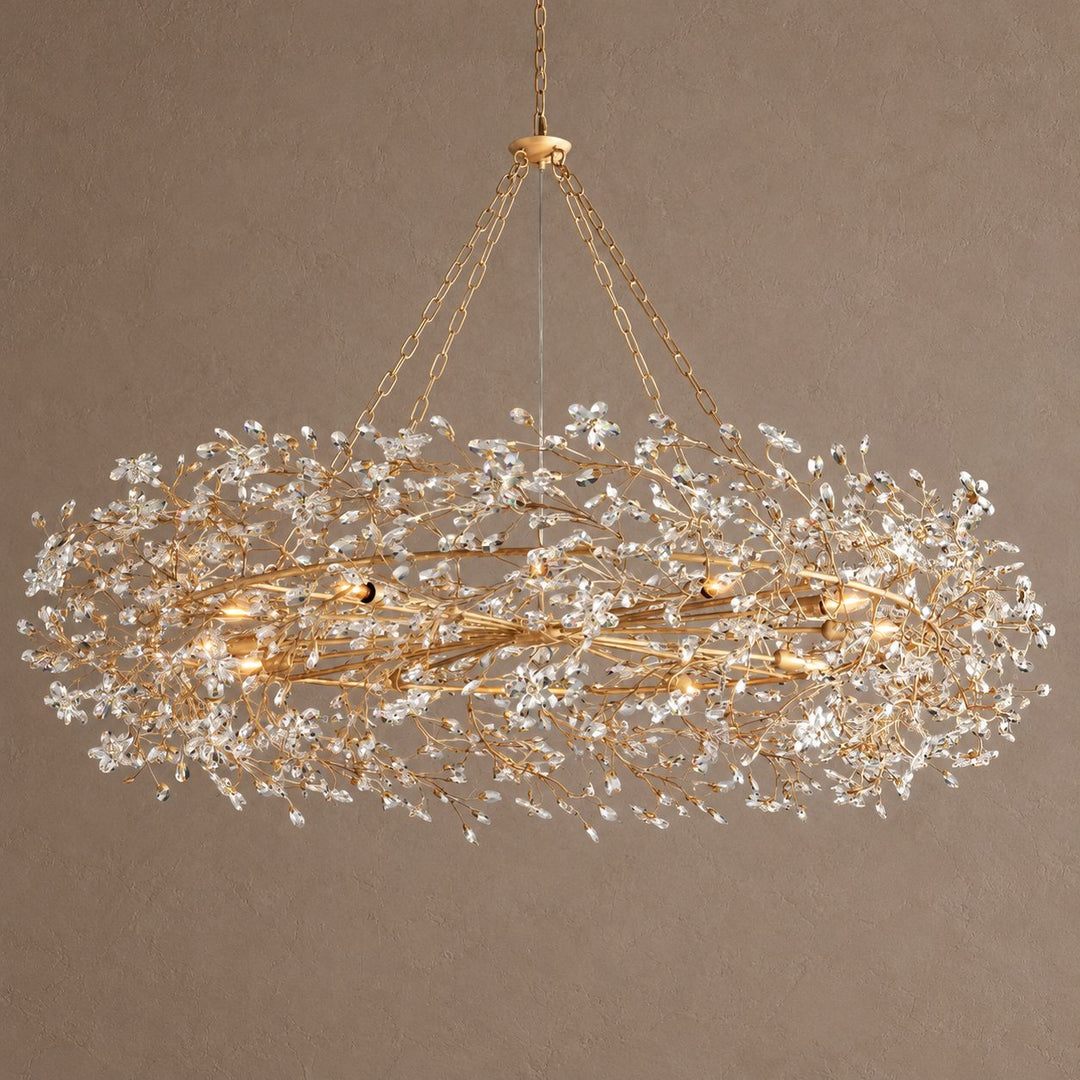 Modern Crystal Chandelier Adjustable Hanging Iron Fixture with Multiple Light Sockets