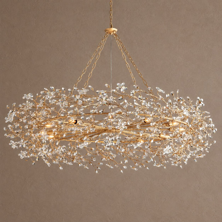 Modern Crystal Chandelier Adjustable Hanging Iron Fixture with Multiple Light Sockets