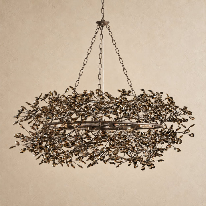 Modern Crystal Chandelier Adjustable Hanging Iron Fixture with Multiple Light Sockets