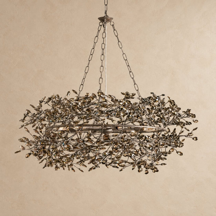 Modern Crystal Chandelier Adjustable Hanging Iron Fixture with Multiple Light Sockets
