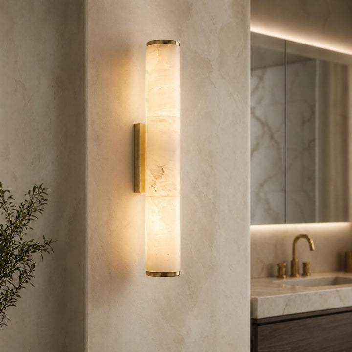Modern Wall Sconce Wall Mounted Resin Marble Effect LED Warm White Light Copper Accents