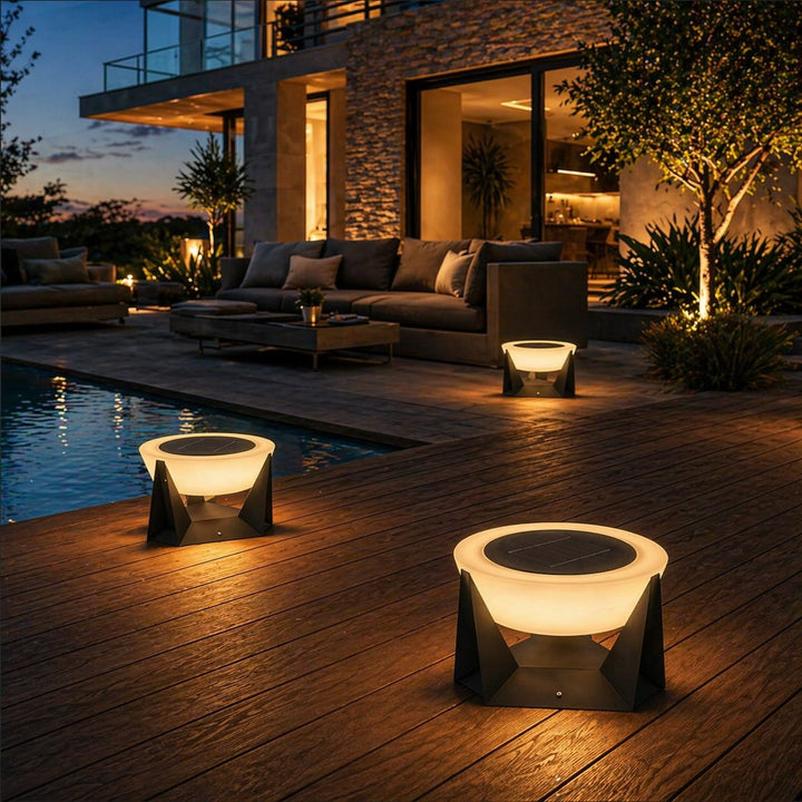Modern Solar Post Light Outdoor Column Fixture IP65 Stainless Steel Acrylic LED 3000K Warm White