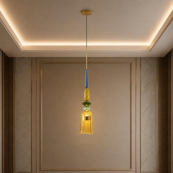 Modern Glass Pendant Light Adjustable Height Hanging Fixture LED for Kitchen Dining