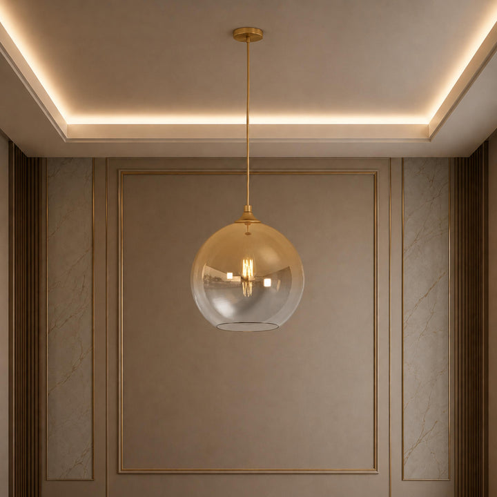 Modern Glass Pendant Light Adjustable Hanging LED with Metallic Gradient Finish