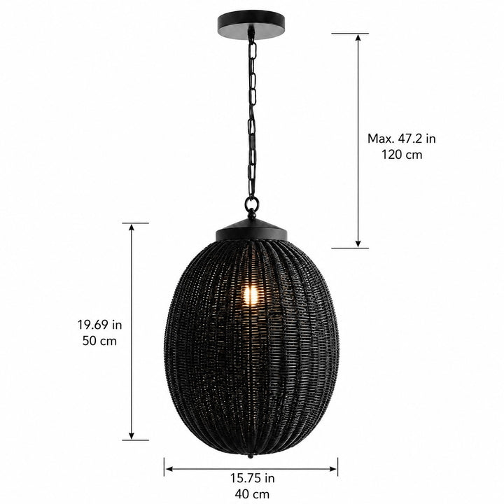 Waterproof Retro Pendant Light Adjustable Hanging Rattan Outdoor LED Warm White 4W