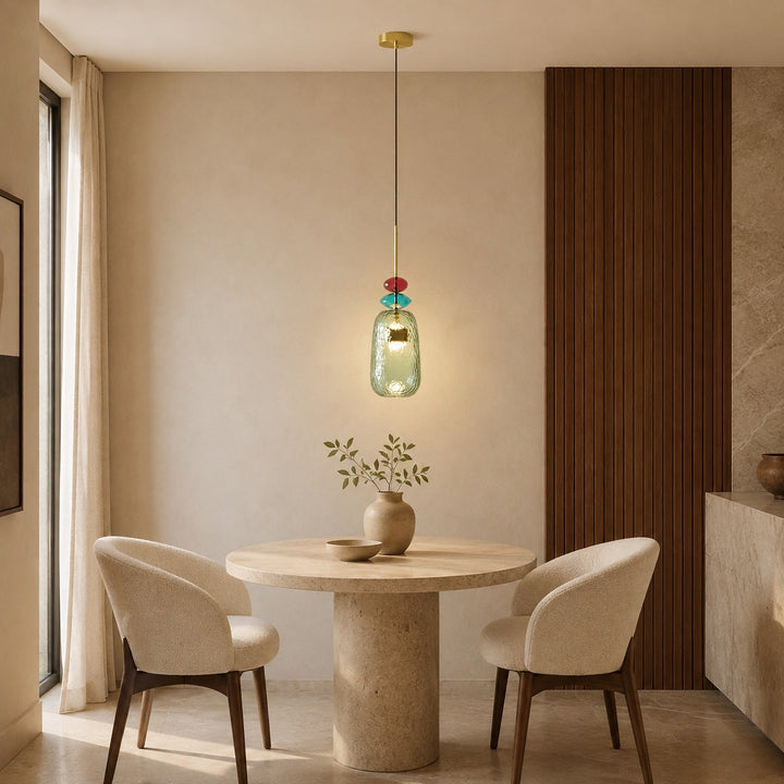 Modern Glass Pendant Light Adjustable Height Hanging Fixture LED for Kitchen Dining