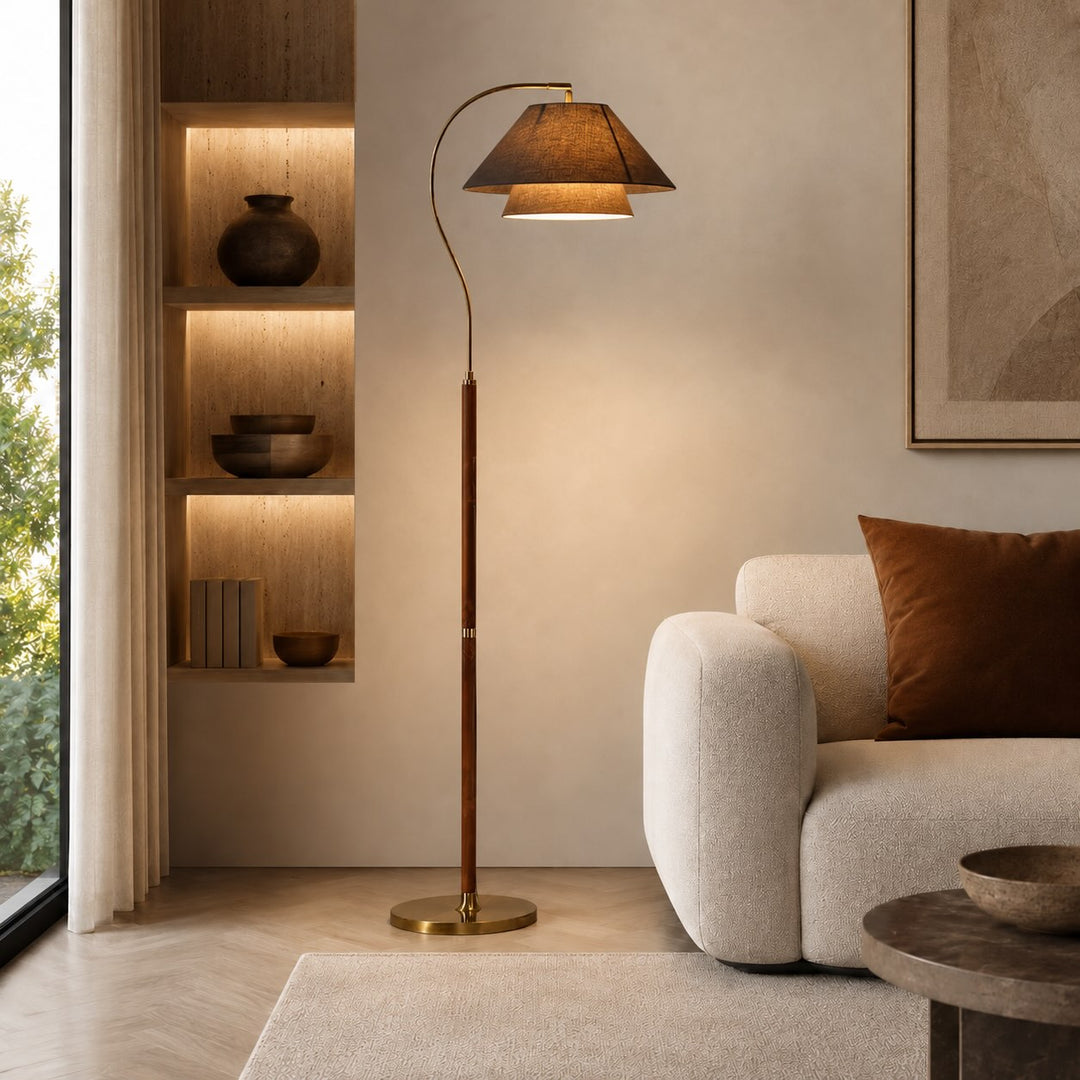 Modern Black Floor Lamp with Adjustable Height Metal Base and Energy-Efficient LED Light