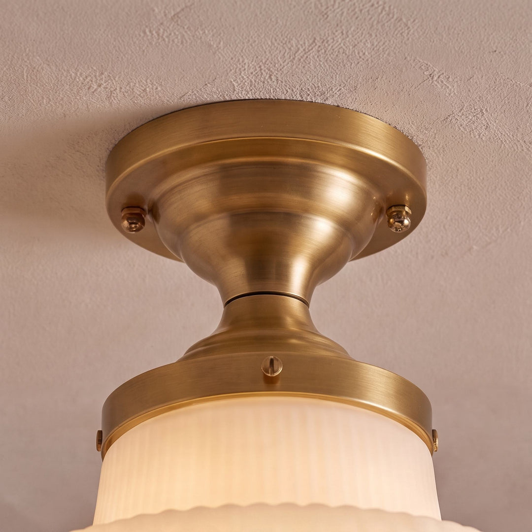 Vintage French Style Flush Mount Ceiling Light with Glass Shades and LED Illumination