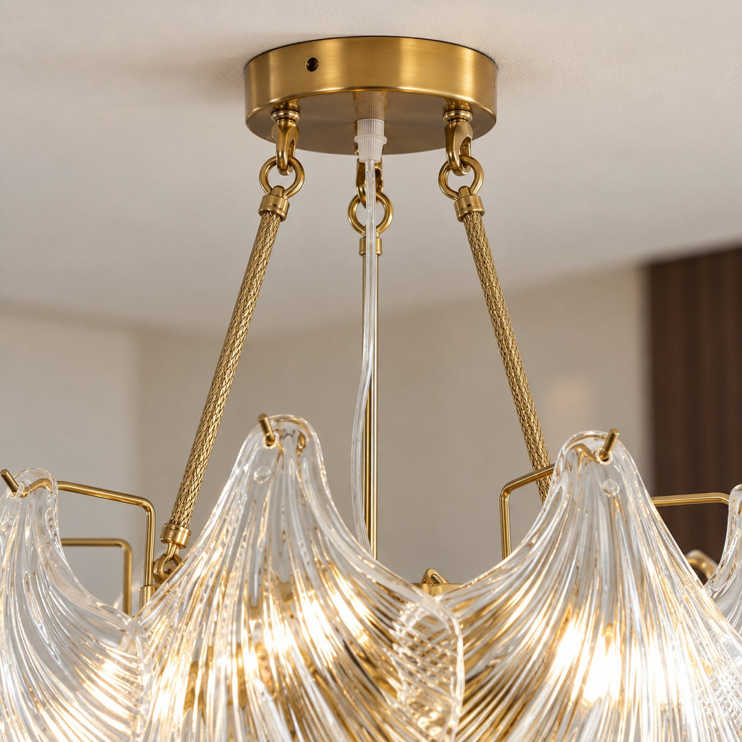 Modern Adjustable Ceiling Light Clear Glass LED Flush Mount Fixture 12 Inch Diameter