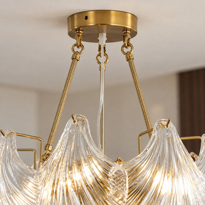 Modern Adjustable Ceiling Light Clear Glass LED Flush Mount Fixture 12 Inch Diameter