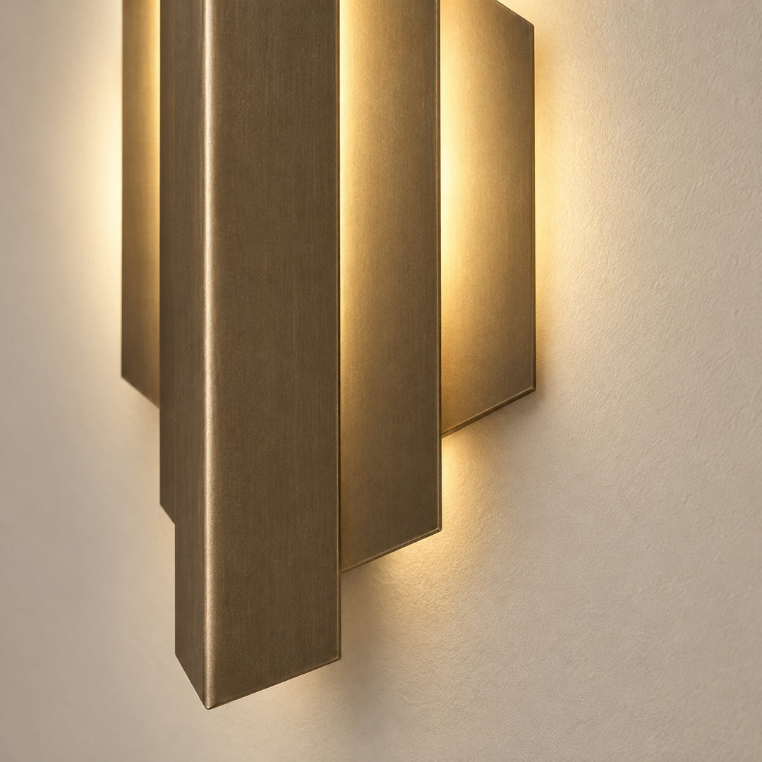 Antique Brass Art Deco Wall Sconce – Geometric Interior Wall Light