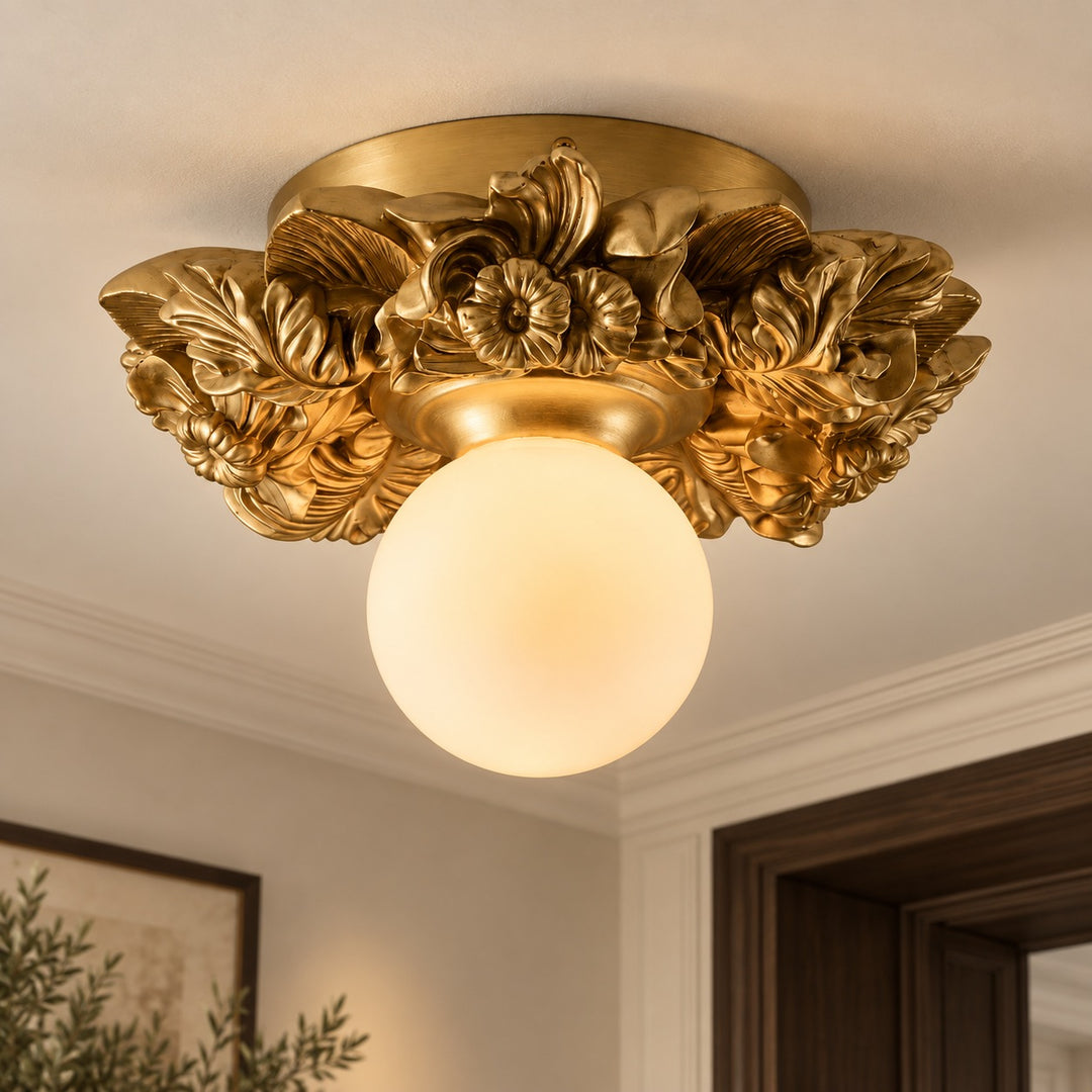 Victorian Flush Mount Ceiling Light Metal Glass Dimmable Elegant Design for Classic Ambiance