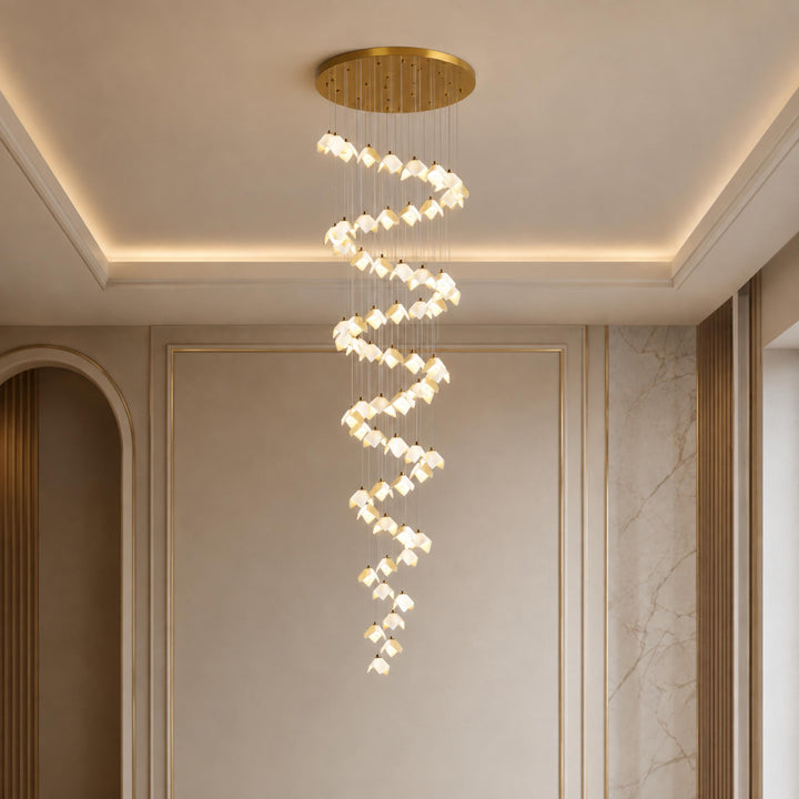 Modern Chandelier Ceiling Light Adjustable Gold Metal and Ceramic LED Fixture 7 to 64 Bulbs