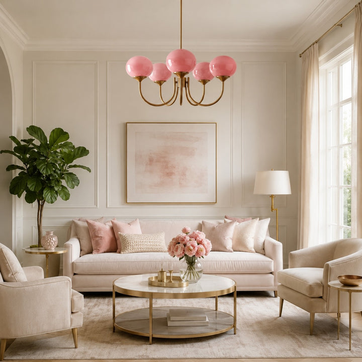 Modern Chandelier Pendant Light Fixture with Adjustable Arms Glass Shades Indoor Lighting
