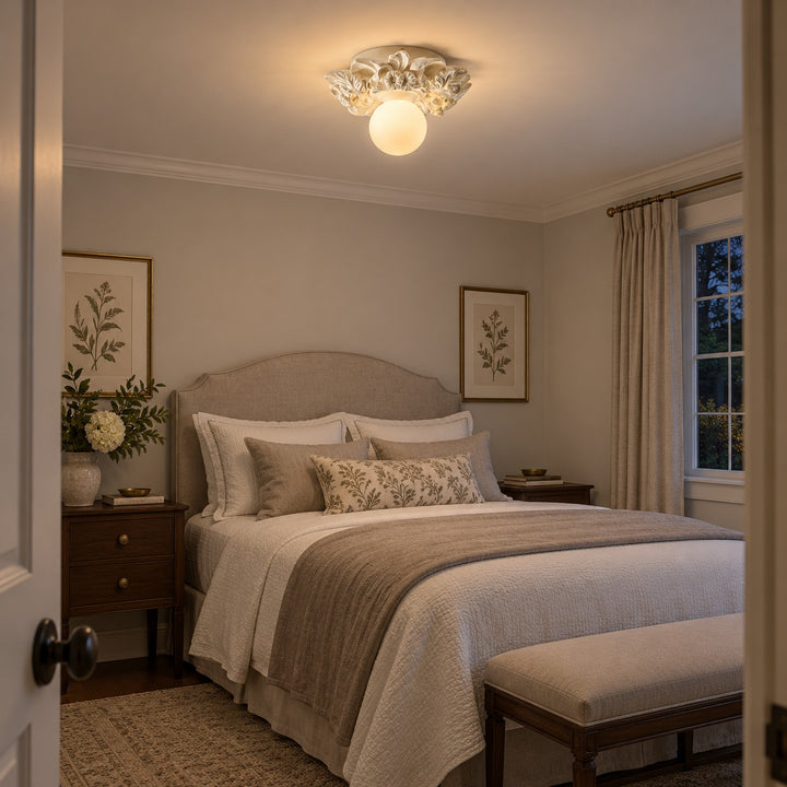 Victorian Flush Mount Ceiling Light Metal Glass Dimmable Elegant Design for Classic Ambiance