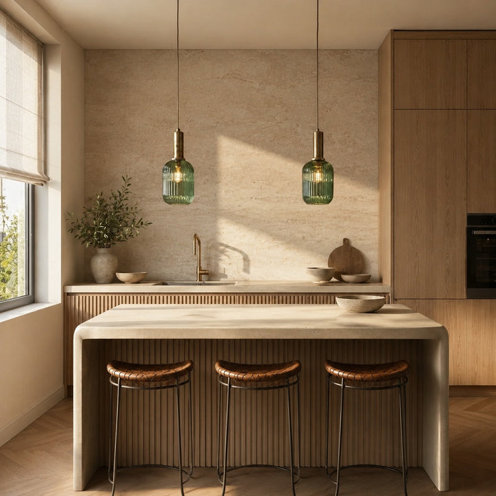 Modern Glass Pendant Light Hanging Fixture Adjustable Height LED Compatible