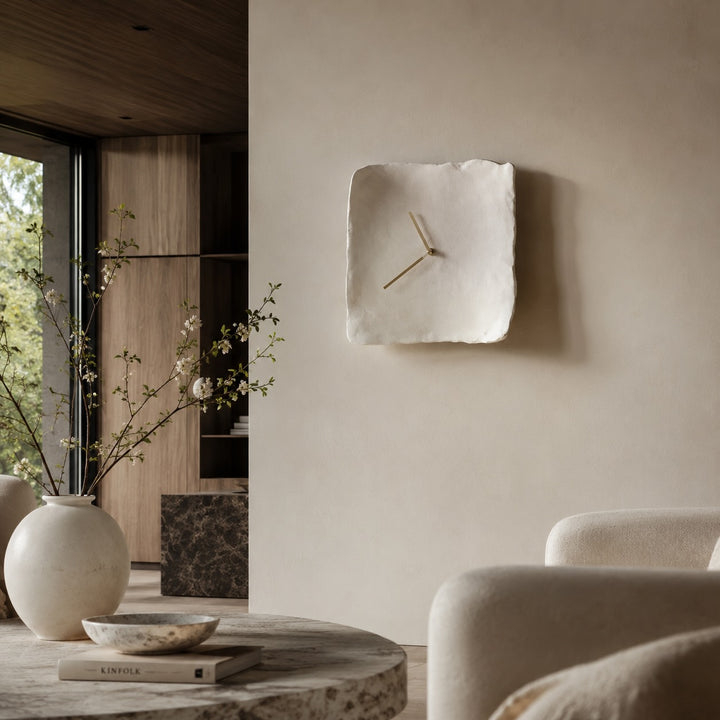 Modern Wall Clock with Unique Texture Silent Operation Resin 26x27cm for Living Room Decor