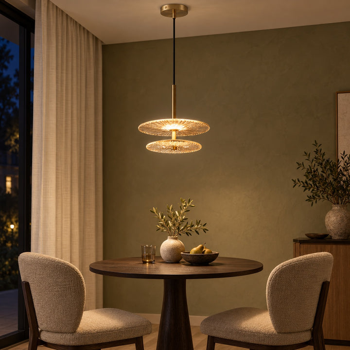 Modern Textured Glass LED Pendant Light with Natural Copper Finish – 20cm & 30cm