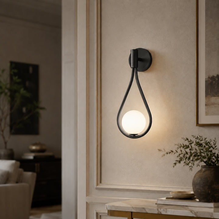 Modern Brass Wall Light Adjustable Wall Mounted Glass Shade LED Fixture for Indoor Use