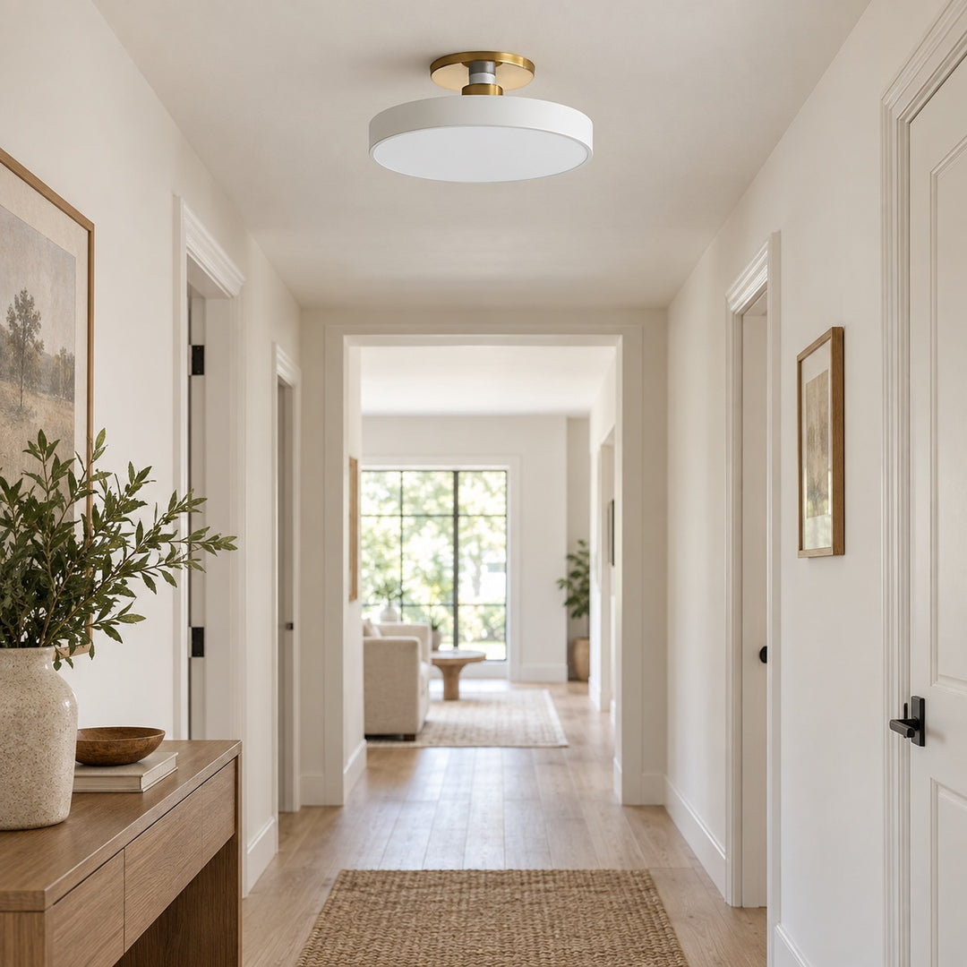 Modern Flush Mount Ceiling Light with Glass Shade and LED Lighting 12W 3000K
