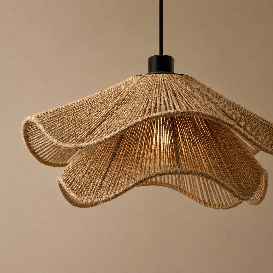 Boho Pendant Lamp Hanging Jute Light Natural Finish Adjustable Height For Kitchen Pendant Lighting