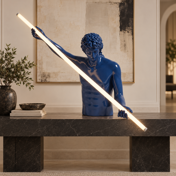 Modern Cobalt Blue Table Lamp with Linear LED Light and Adjustable Color Temperature