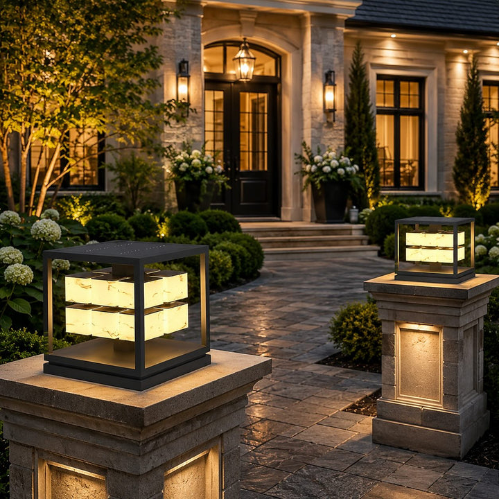 Solar Powered Modern Square Outdoor Garden Lights Waterproof Stainless Steel LED Deck Light