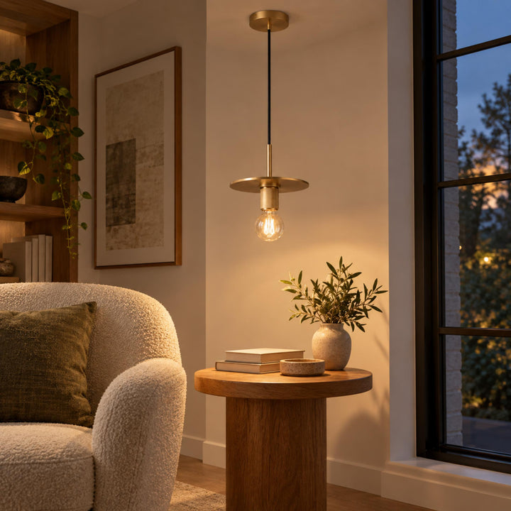 Modern 18cm Copper Disc Pendant Light with E27 Bulb – Minimalist Ceiling Light