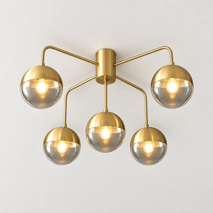 Modern Industrial Ceiling Light Flush Mount Glass and Metal Adjustable LED Compatible 40W