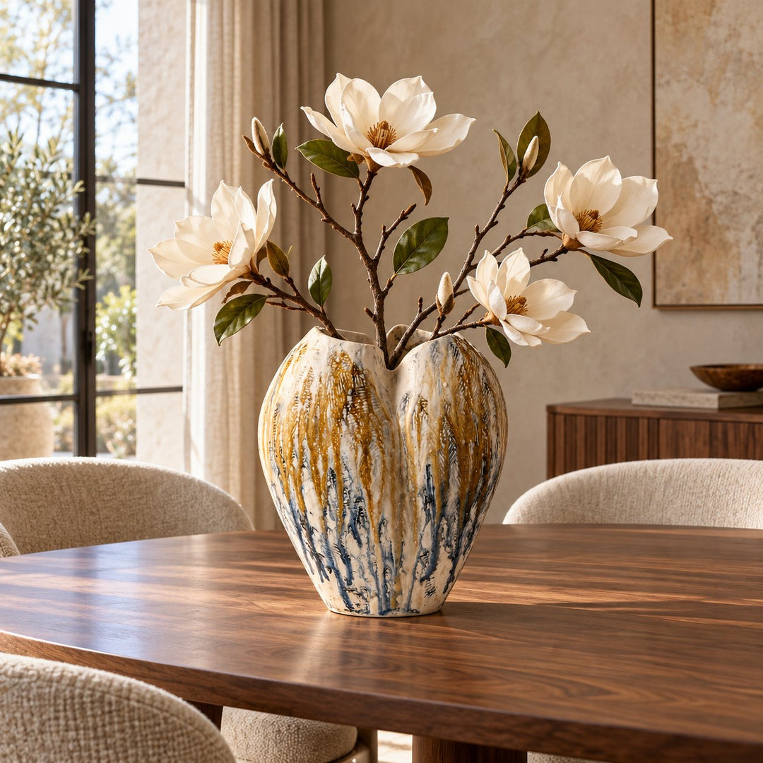 Handcrafted Earth-Tone Ceramic Vase Sculptural Design Decorative Vessel for Floral Arrangements 30cm