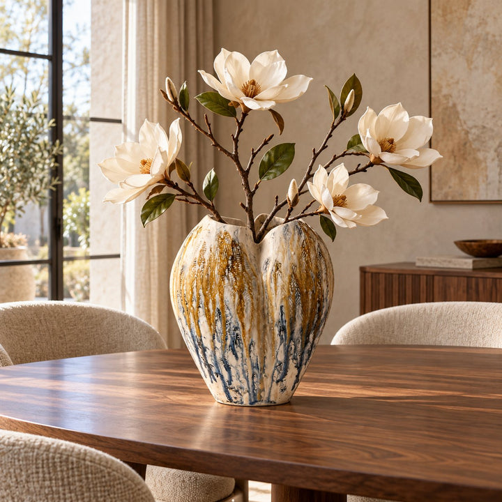 Handcrafted Earth-Tone Ceramic Vase Sculptural Design Decorative Vessel for Floral Arrangements 30cm