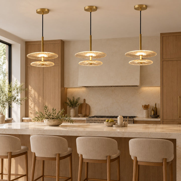 Modern Textured Glass LED Pendant Light with Natural Copper Finish – 20cm & 30cm