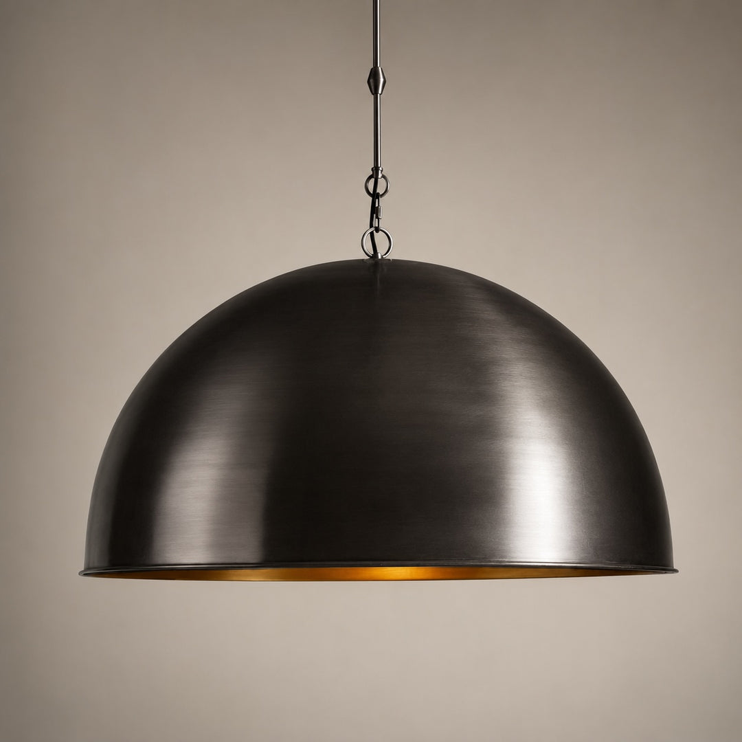 Large Modern Bronze Dome Pendant Light Adjustable Metal Hanging Fixture for Kitchen Island Dining Room