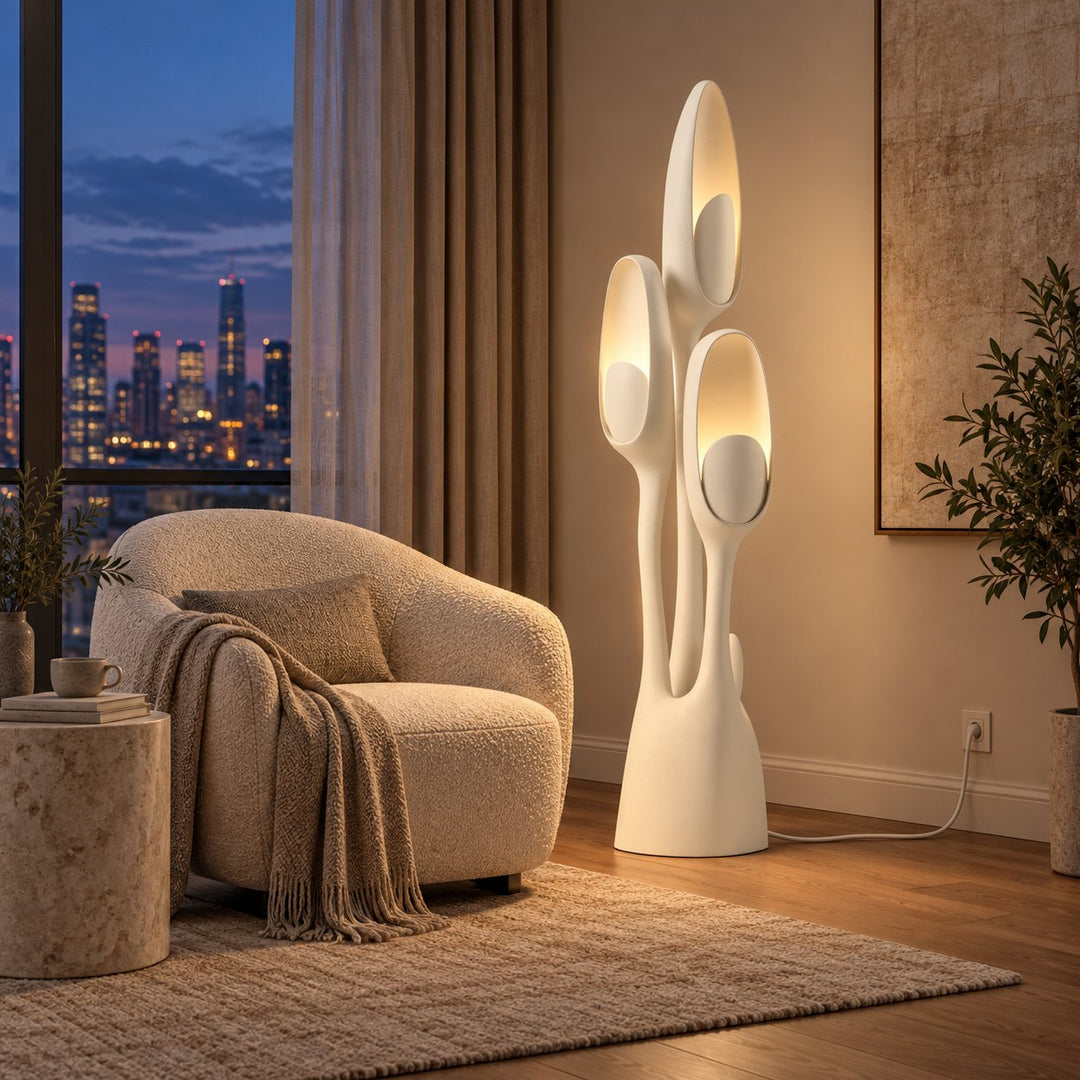 Modern Floor Lamp Adjustable LED Light Metal and Fiberglass for Indoor Use