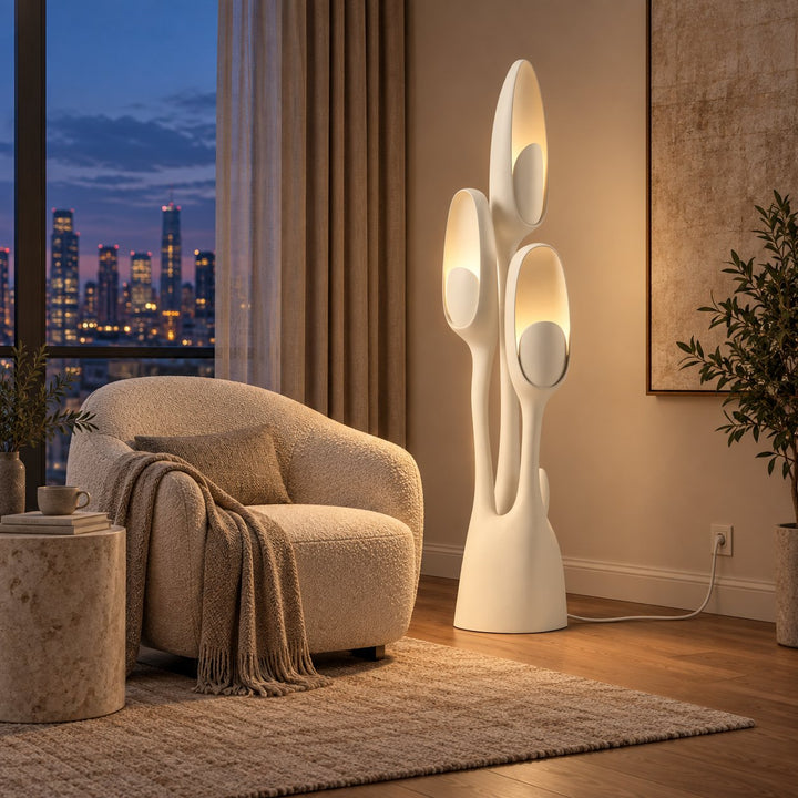 Modern Floor Lamp Adjustable LED Light Metal and Fiberglass for Indoor Use