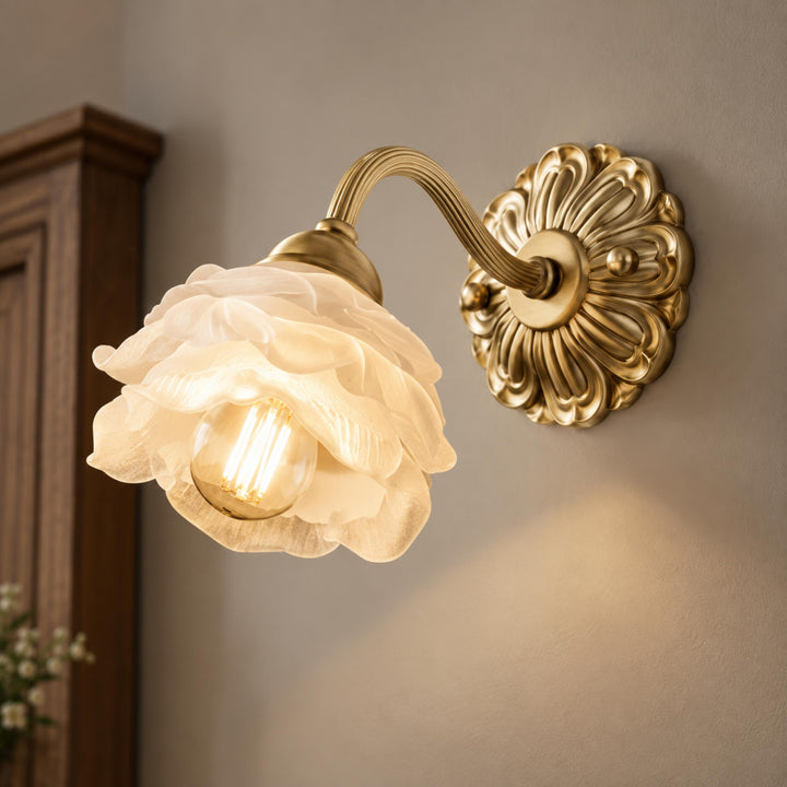 Modern Brass Wall Light Wall Mounted Adjustable Glass Shade LED Compatible
